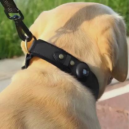 Collar Aura Cuero Noble + AirTag - Negro